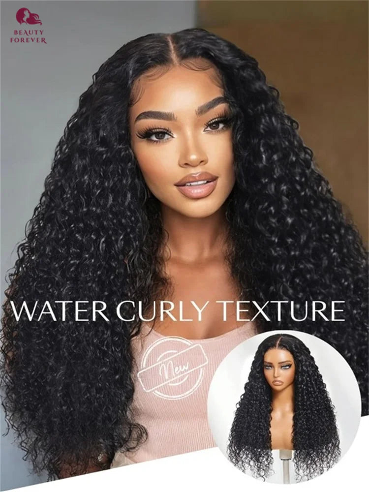 Beautyforever NEW 13x4 Water Curly Human Hair Wig Pre Cut Transparent Lace Ear to Ear Lace Frontal Human Hair Wig Pre Plucked